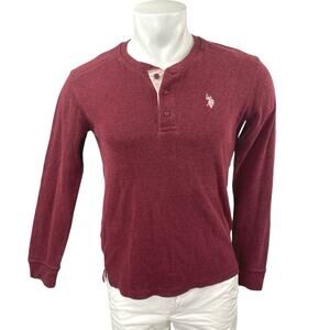U.S Polo Assn. Men's Red Slim Fit Henley Long Sleeve Sweatshirt Sweater Top Sz S